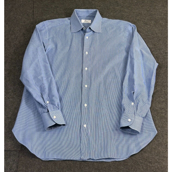 Brioni Other - Brioni for Nieman‎ Marcus Blue Micro Check Spread Collar Men's Dress Shirt 15.5